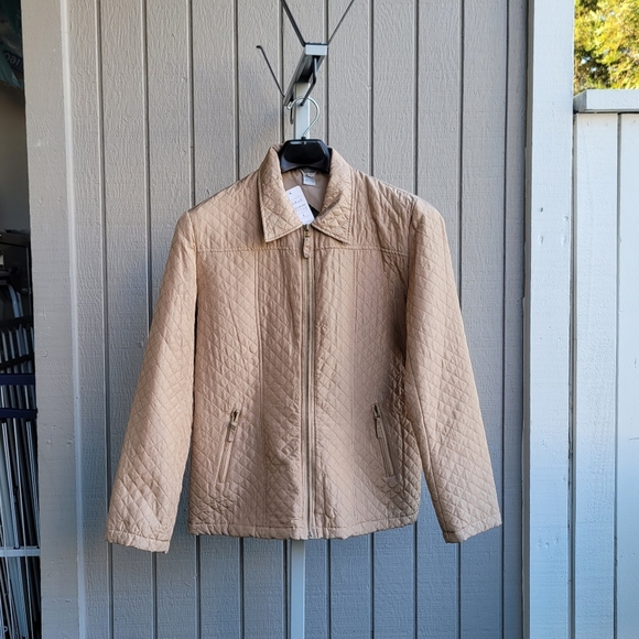 Washable Silk Diamond-Quilted Collared Lightweight Jacket ~flaw~ Beige NE… - Picture 14 of 14